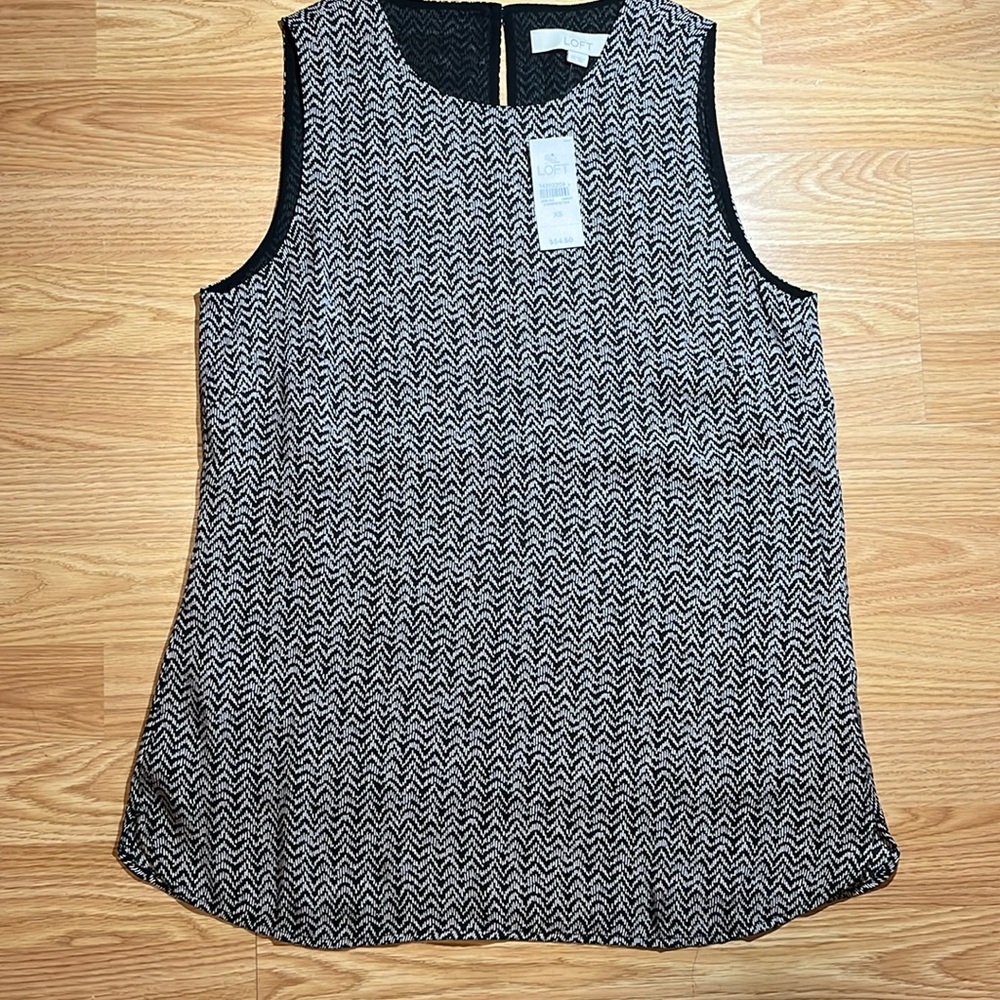 NWT LOFT TANK TOP SZ XS BLACK/TAN